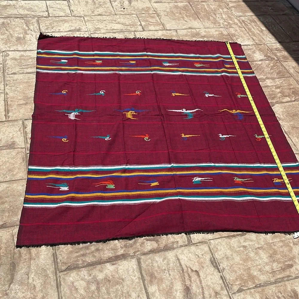 -Handwoven Guatemala rectangular tablecloth and matching napkins.